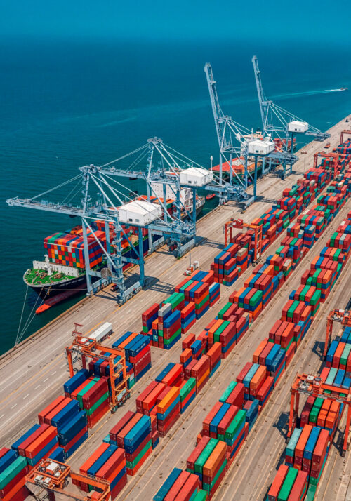 Global export shipping containers and cargo